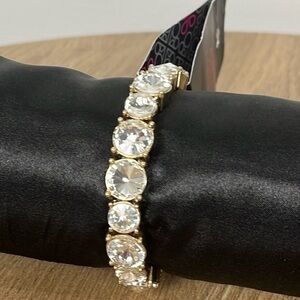 Paparazzi Born to Bedazzle Gold-Tone White Stone Rhinestone Sparkle Bracelet OS
